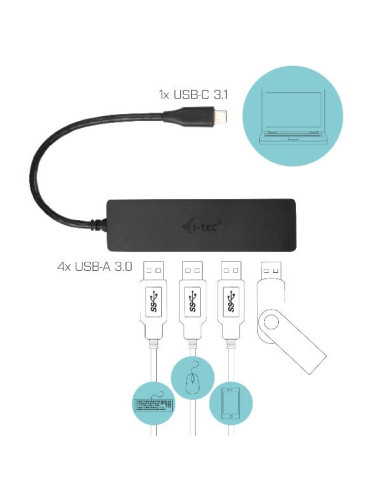 USB 3.1 TYPE C SLIM 4 PORT-BK