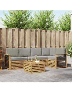 Set di divani da esterno 6 pcs Bianco e Grigio Chiaro