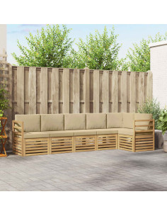 Set di divani da esterno 6 pcs Bianco e Beige