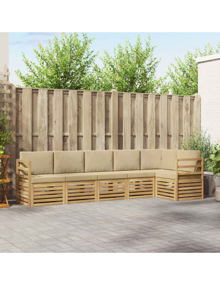 Set di divani da esterno 6 pcs Bianco e Beige