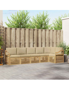 Set di divani da esterno 6 pcs Bianco e Beige