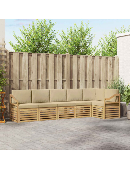 Set di divani da esterno 6 pcs Bianco e Beige