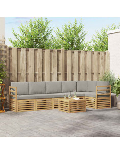 Set di divani da esterno 7 pcs Bianco e Grigio Chiaro