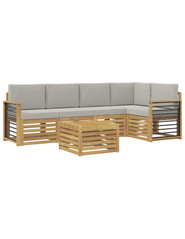 Set di divani da esterno 6 pcs Bianco e Grigio Chiaro