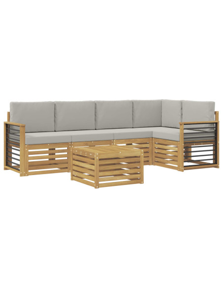 Set di divani da esterno 6 pcs Bianco e Grigio Chiaro