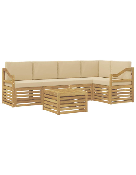 Set di divani da esterno 6 pcs Bianco e Beige 59 x 59 x 37 cm