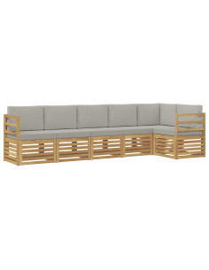 Set di divani da esterno 6 pcs Bianco e Grigio Chiaro 2