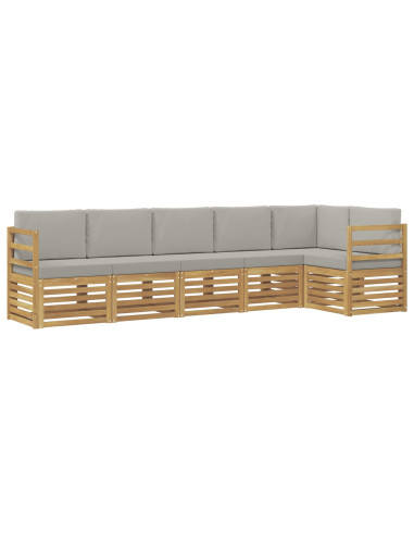 Set di divani da esterno 6 pcs Bianco e Grigio Chiaro