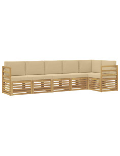 Set di divani da esterno 6 pcs Bianco e Beige 2