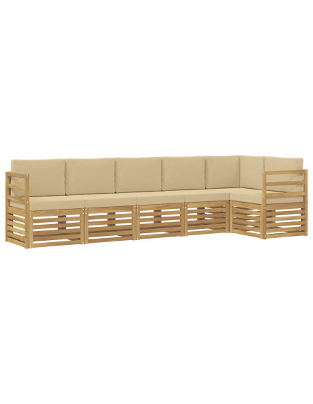 Set di divani da esterno 6 pcs Bianco e Beige