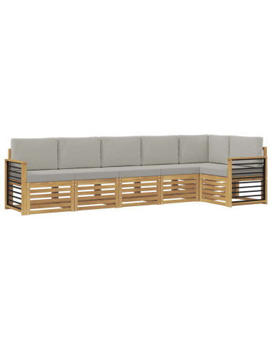 Set di divani da esterno 6 pcs Bianco e Grigio Chiaro