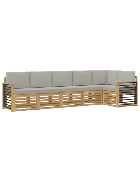 Set di divani da esterno 6 pcs Bianco e Grigio Chiaro