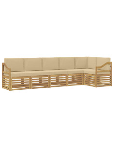 Set di divani da esterno 6 pcs Bianco e Beige 2
