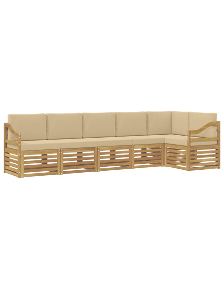 Set di divani da esterno 6 pcs Bianco e Beige