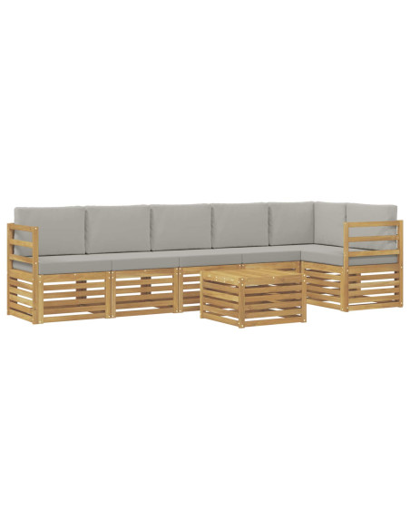 Set di divani da esterno 7 pcs Bianco e Grigio Chiaro