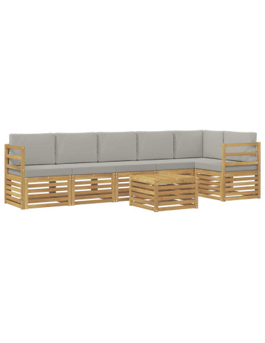 Set di divani da esterno 7 pcs Bianco e Grigio Chiaro