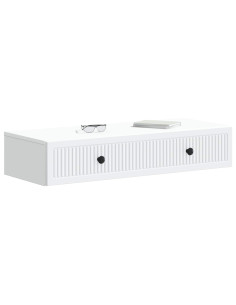 Tavolino da Parete Laterale Bianco 87,5 x 34,5 x 17 cm 2