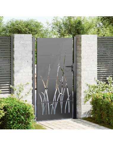 Cancello da giardino con blocco Nero 110 x 205 cm