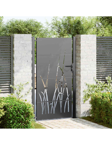 Cancello da giardino con blocco Nero 110 x 205 cm
