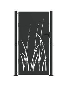 Cancello da giardino con blocco Nero 110 x 205 cm 2