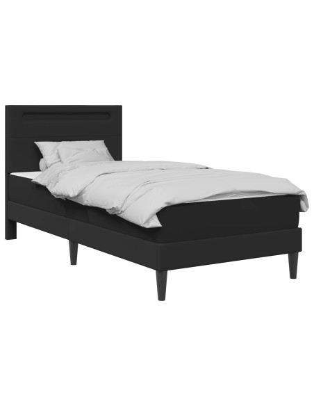 Struttura del letto con strisce LED Nero 90 x 200 cm Similpelle