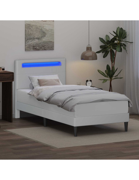 Struttura del letto con testiera Bianco 90 x 200 cm Similpelle