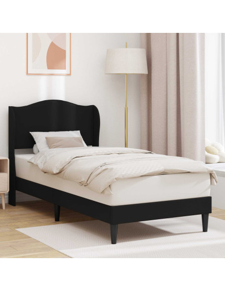 Struttura del letto con testiera Nero 90 x 190 cm Similpelle