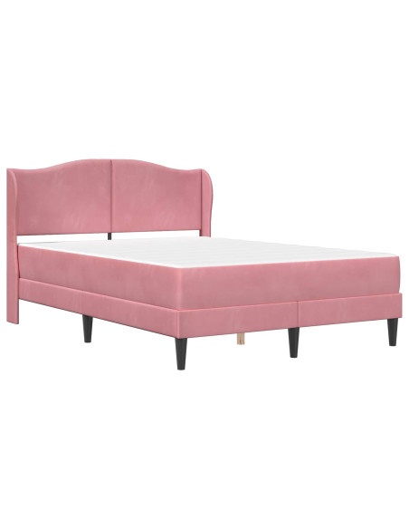 Struttura del letto con testiera Rosa 140 x 190 cm Velluto