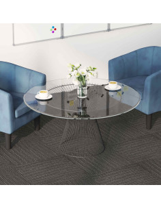 Piastrella per Tappeto Striato Marrone Scuro 50 x 50 cm 36 pcs