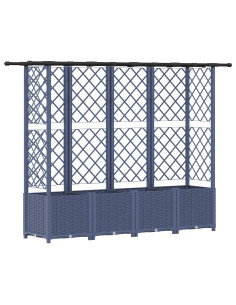 Letto Rialzato con Griglia e Tetto Grigio 202 x 40 x 138 cm PP 2