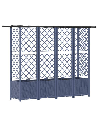 Letto Rialzato con Griglia e Tetto Grigio 202 x 40 x 138 cm PP