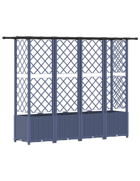 Letto Rialzato con Griglia e Tetto Grigio 202 x 40 x 138 cm PP