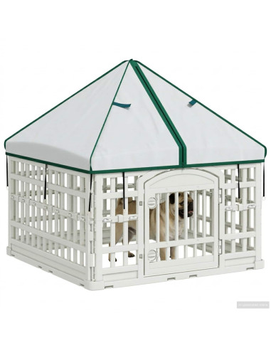 Pannello per cani a 4 sezioni con tetto Bianco 88 x 58 cm