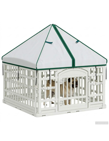 Pannello per cani a 4 sezioni con tetto Bianco 88 x 58 cm