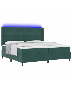 Letto a molle con materasso Verde Scuro 200 x 200 cm Velluto 2