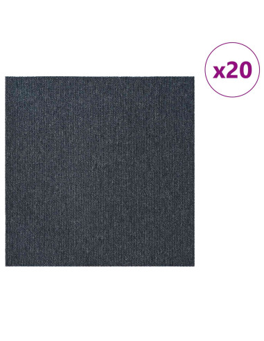 Piastrella per Tappeto Blu Grigio 50 x 50 cm 20 pcs PP e Bitume