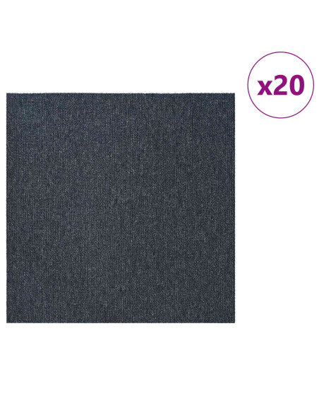Piastrella per Tappeto Blu Grigio 50 x 50 cm 20 pcs PP e Bitume