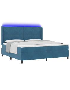Letto a molle con strisce LED Blu 200 x 200 cm Velluto 2