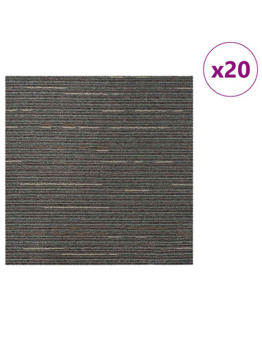 Piastrella per Tappeto Striato Marrone Scuro 50 x 50 cm 20 pcs