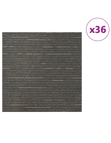 Piastrella per Tappeto Striato Marrone Scuro 50 x 50 cm 36 pcs
