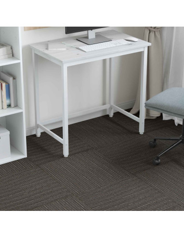 Piastrella per Tappeto Striato Marrone Scuro 50 x 50 cm 36 pcs