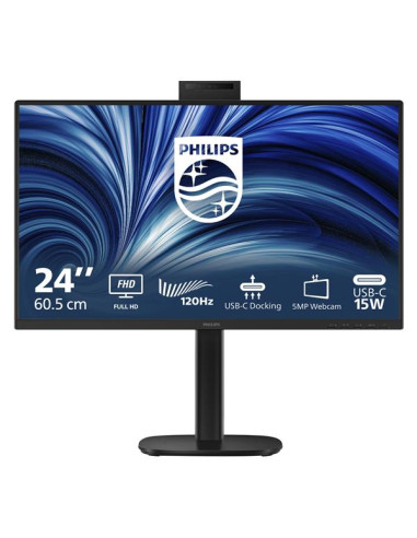 MONITOR PHILIPS LED 23.8"Wide 24B2U3301H/00 IPS 1920x1080 120Hz 350cd/mq 2x2W MM WEBCAM Reg.H PIVOT HDMI DP RJ45 USB-C doking