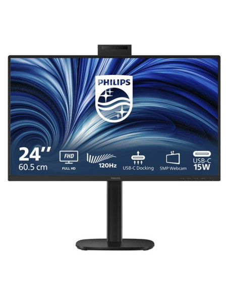 MONITOR PHILIPS LED 23.8"Wide 24B2U3301H/00 IPS 1920x1080 120Hz 350cd/mq 2x2W MM WEBCAM Reg.H PIVOT HDMI DP RJ45 USB-C doking