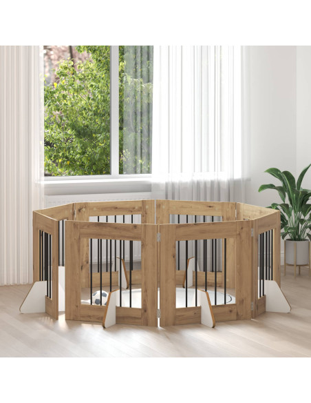 Cancello per cani con supporti 8 pcs Rovere Artigianale