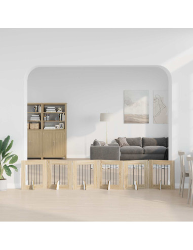 Cancello per cani con supporti 6 pcs Rovere Sonoma 60 x 60 cm