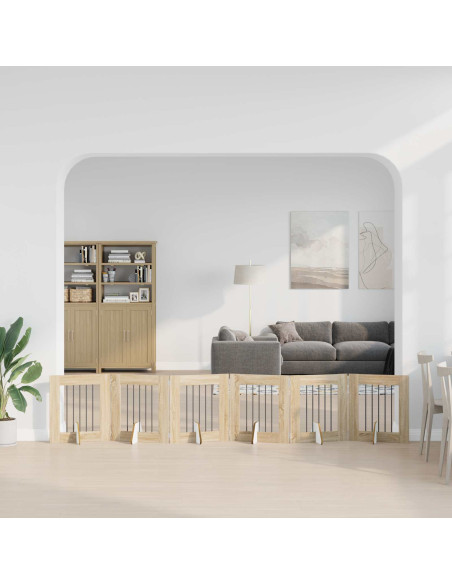 Cancello per cani con supporti 6 pcs Rovere Sonoma 60 x 60 cm