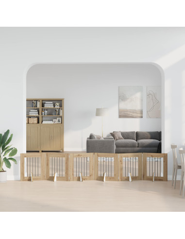 Cancello per cani con supporti 6 pcs Rovere Artigianale