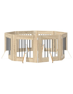 Cancello per cani con supporti 8 pcs Rovere Sonoma 60 x 60 cm 2