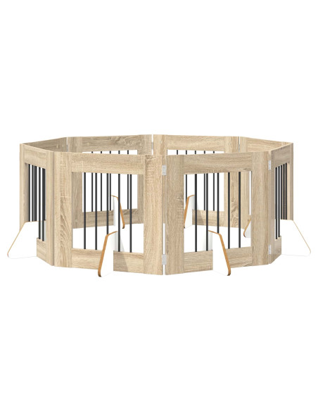 Cancello per cani con supporti 8 pcs Rovere Sonoma 60 x 60 cm