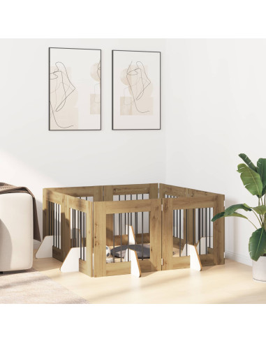 Cancello per cani con supporti 8 pcs Rovere Artigianale